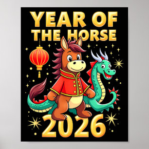 Chinesisches Neujahr 2026 Jahr des Pferdes  Poster