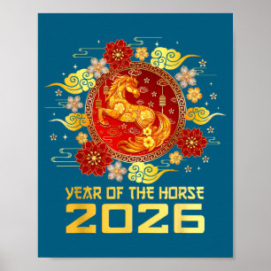 Chinesisches Neujahr 2026 Jahr des Pferdes  Poster