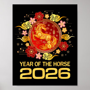 Chinesisches Neujahr 2026 Jahr des Pferdes Poster