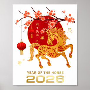 Chinesisches Neujahr 2026 Jahr des Pferdes  Poster