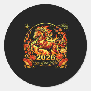 Chinesisches Neujahr 2026 Jahr des Pferdes  Runder Aufkleber