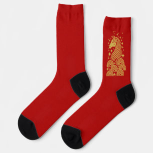 Chinesisches Neujahr 2026 Jahr des Pferdes Socken