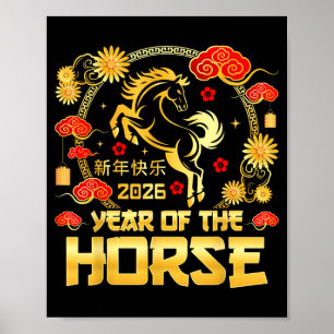 Chinesisches Neujahr 2026 Mondjahr des Pferdes Chi Poster