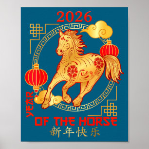 Chinesisches Neujahr 2026 Neujahr des Pferdes Poster