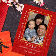 Chinesisches Neujahr 2026 Pferd Foto Feiertagskart