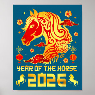 Chinesisches Neujahr 2026 Pferd Frohes Chinesische Poster