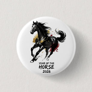 Chinesisches Neujahr 2026 Pferd Kunst Button