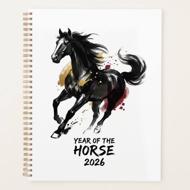 Chinesisches Neujahr 2026 Pferd Kunst Planer (Vorderseite)