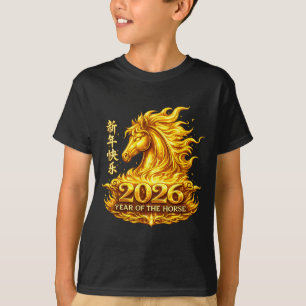 Chinesisches Neujahr 2026 Pferd Kunstwerk T-Shirt