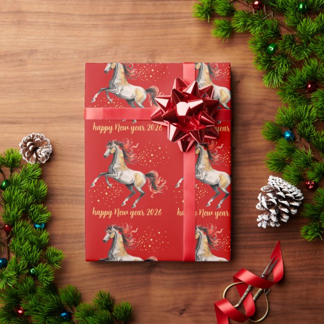 Chinesisches Neujahr 2026 Pferd Neujahrsfeier Geschenkpapier (Feiertagsgeschenk)