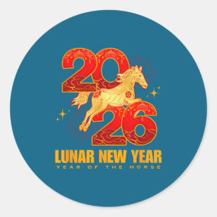Chinesisches Neujahr 2026 Pferd Runder Aufkleber