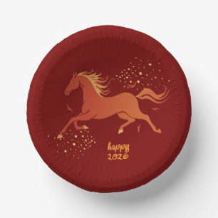 Chinesisches Neujahr 2026 Pferd Tinte Neujahrsfeie Pappteller