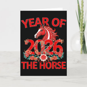 Chinesisches Neujahr 2026 Pferd Zodiac Lustig Luna Karte