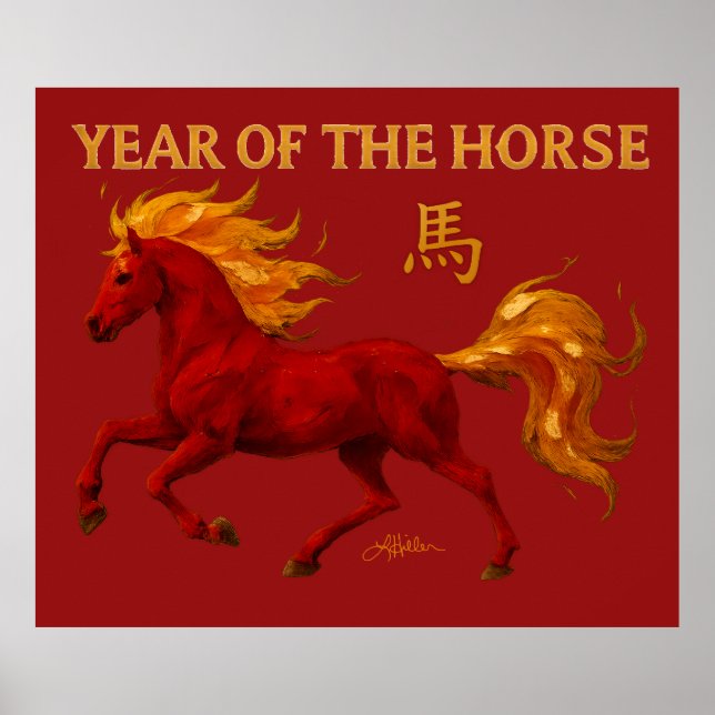 Chinesisches Neujahr 2026 Yang-Feuerpferd Poster (Vorne)