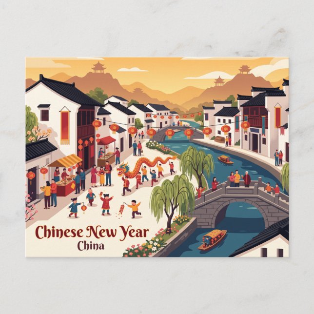 Chinesisches Neujahr, China Postkarte (Vorderseite)