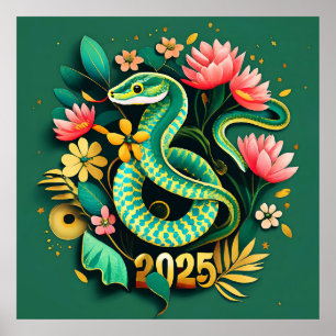 Chinesisches Neujahr der Holzschlange 2025 für Fra Poster