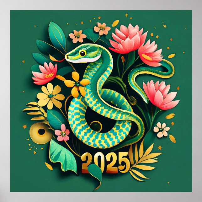 Chinesisches Neujahr der Holzschlange 2025 für Fra Poster (Vorne)