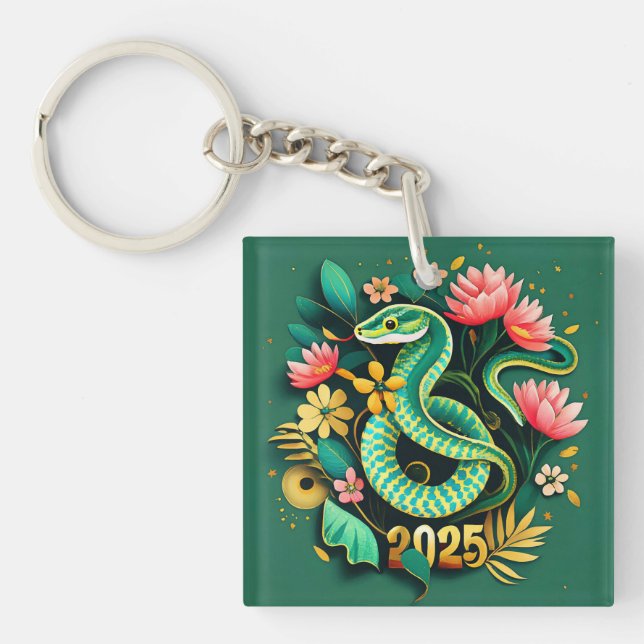 Chinesisches Neujahr der Holzschlange 2025 für Fra Schlüsselanhänger (Vorderseite)