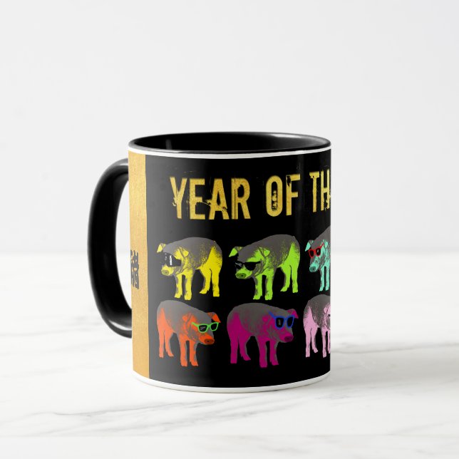 Chinesisches Neujahr der Pop Gold Combo-Tasse Tasse (Vorderseite Links)