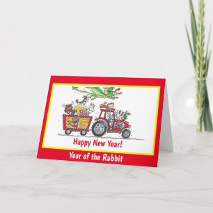 Chinesisches Neujahr der Rabbit Traktor Card Karte