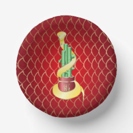 Chinesisches Neujahr der Schlange 2025 Lucky Bambo Pappteller