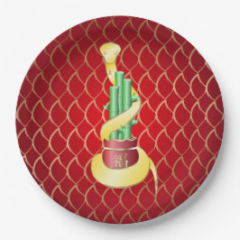 Chinesisches Neujahr der Schlange 2025 Lucky Bambo Pappteller