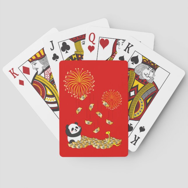 Chinesisches Neujahr der Schlange 2025 Panda Spielkarten (Rückseite)
