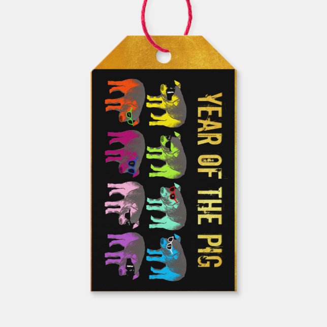 Chinesisches Neujahr der Schweinegrippe-Pop-Gold-G Geschenkanhänger (Vorderseite)