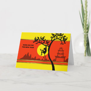 Chinesisches Neujahr des Affenschwingens Feiertagskarte