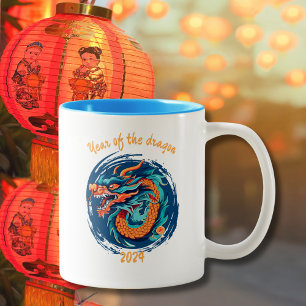 Chinesisches Neujahr des Drachen farbenfroh Zodiac Zweifarbige Tasse