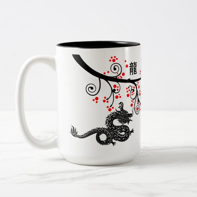 Chinesisches Neujahr des Drachen und der Roten Blü Zweifarbige Tasse (Links)