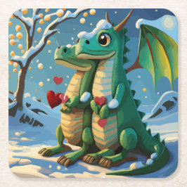 Chinesisches Neujahr des Drachenpaares Rechteckiger Pappuntersetzer