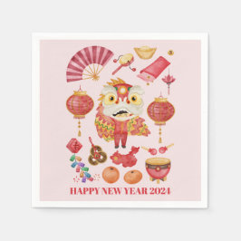 Chinesisches Neujahr des Drachenpapiers Napkins Serviette