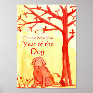 Chinesisches Neujahr des Hundefarbens Poster