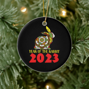 Chinesisches Neujahr des Kaninchens 2023 Keramik Ornament