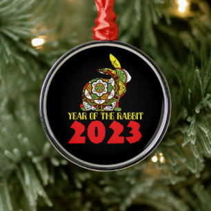 Chinesisches Neujahr des Kaninchens 2023 Ornament Aus Metall