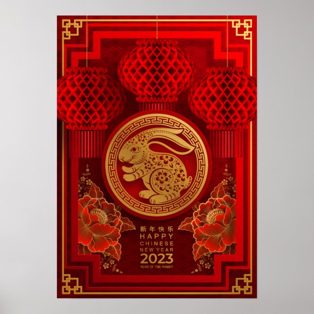 Chinesisches Neujahr des Kaninchens 2023 Poster (Vorne)