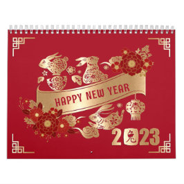 Chinesisches Neujahr des Kaninchens 2023 Red Gold  Kalender