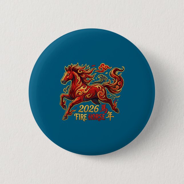 Chinesisches Neujahr des Pferdes 2026 Feuerpferd C Button (Vorderseite)
