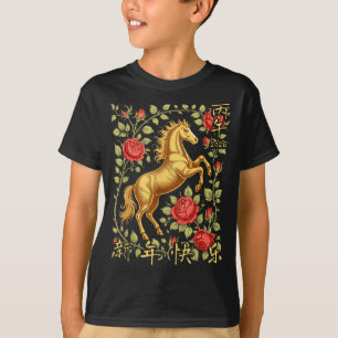 Chinesisches Neujahr des Pferdes 2026 Florale Tier T-Shirt