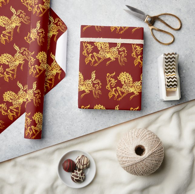 Chinesisches Neujahr des Pferdes Farben wählen WP2 Geschenkpapier (Kunsthandwerk)