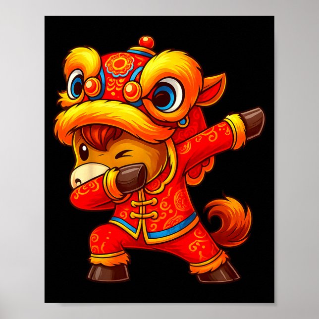 Chinesisches Neujahr des Pferdes Funny Dabbing  Poster (Vorne)