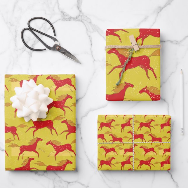 Chinesisches Neujahr des Pferdes Geschenkpapier Set (Vorderseite)