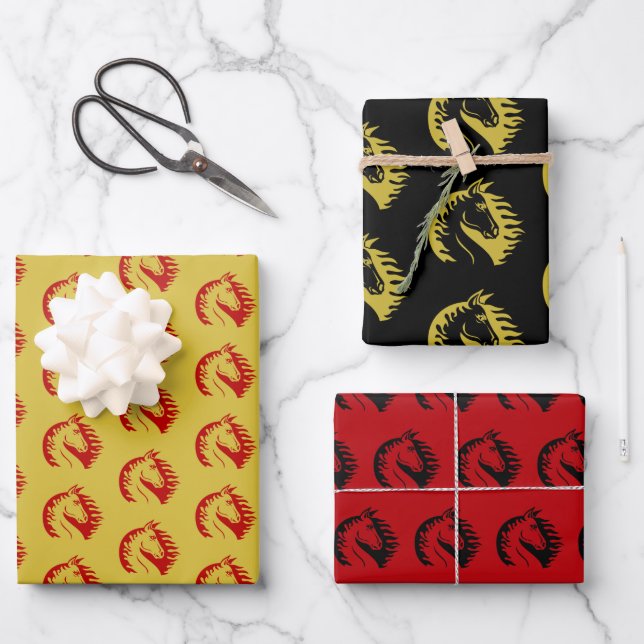 Chinesisches Neujahr des Pferdes - Geschenkpapier Set (Vorderseite)
