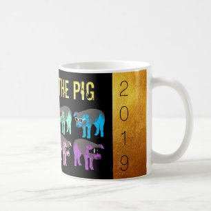 Chinesisches Neujahr des Schweinefleischs Pop Gold Tasse