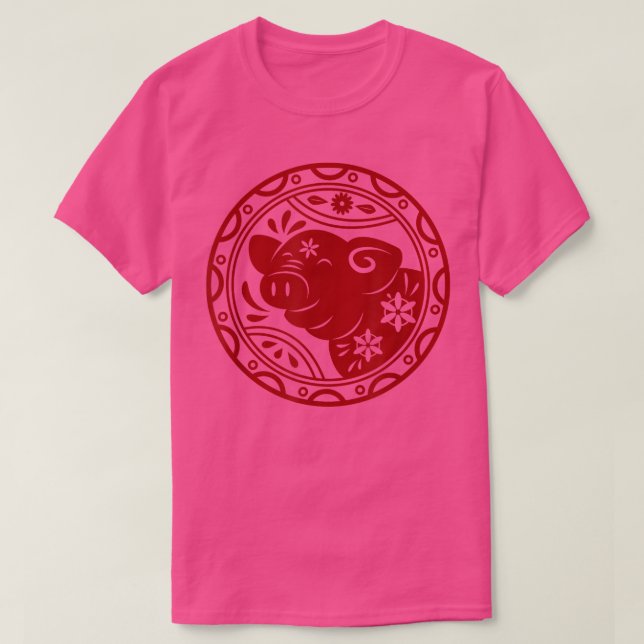 Chinesisches Neujahr des Schweins CNY Lunar Neujah T-Shirt (Design vorne)
