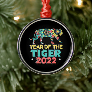 Chinesisches Neujahr des Tiger 2022 - Mandala Ornament Aus Metall