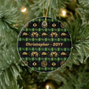 Chinesisches Neujahr des Tiger-Grünen-Musters Cera Keramik Ornament