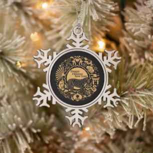 Chinesisches Neujahr des Tigers Schneeflocken Zinn-Ornament