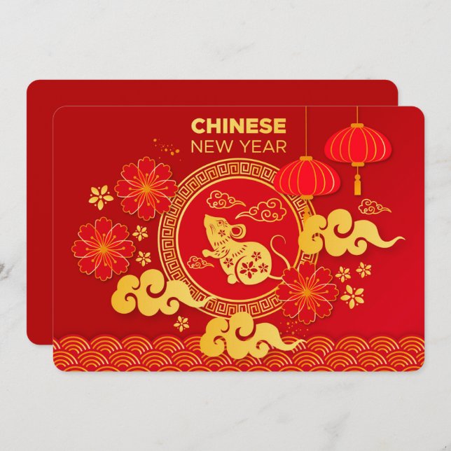 Chinesisches Neujahr Feiertagskarte (Vorne/Hinten)